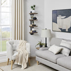 Danya B. 4-Tier Ladder Bracket Floating Wall Shelves - Black Metal and Walnut Finish