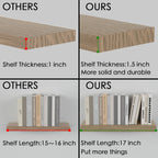 Floating Shelves for Wall 17 inch Natural Wood Shelves for Home Decor, Set of 2