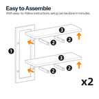 HOOBRO Floating Shelves, 15 Inch Wall Shelf Set of 2, Wall Mounted Storage Shelves 2-Tier, Hanging Bathroom Shelves, for Living Room, Bedroom, Bathroom, Kitchen, White and Gold DW32BJ01