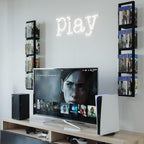 Set of 5 Video Game Rack,Wall Mount CD DVD Storage Shelf, 34 Inch Media Storage Rack Metal Floating Shelf Black,CD Rack