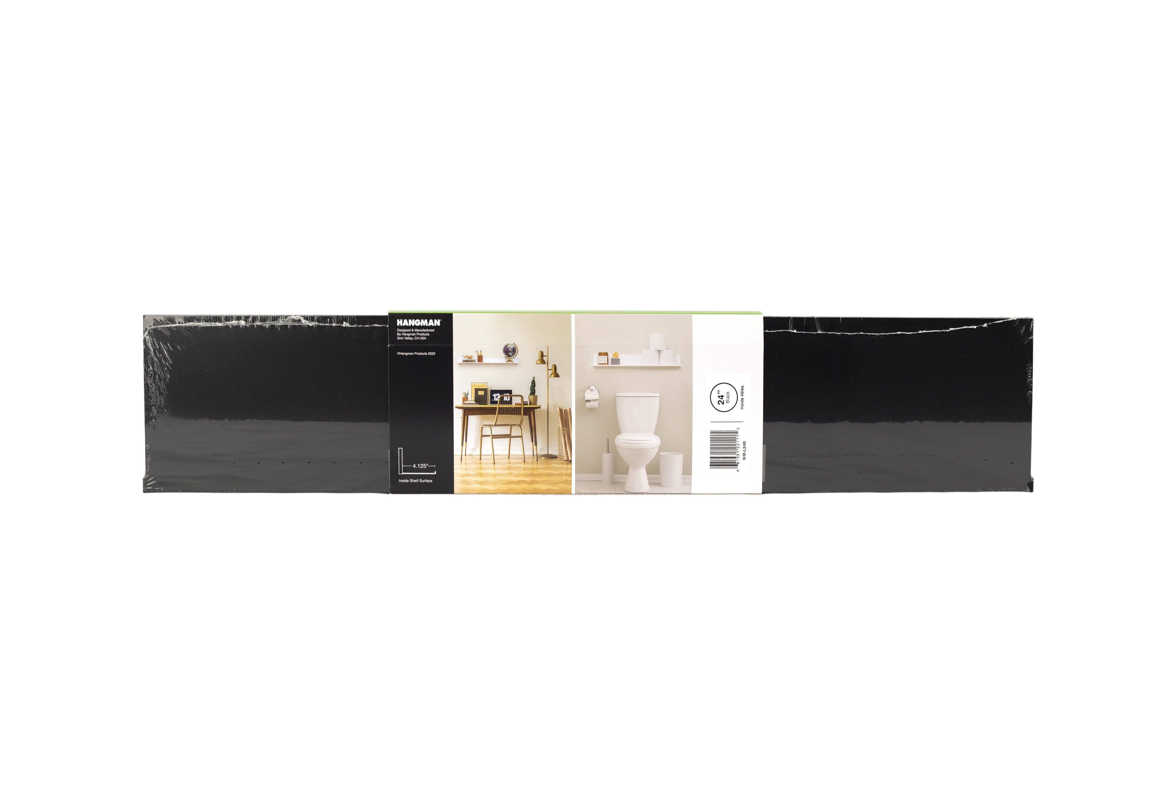 (2 pack) Hangman No Stud Floating Shelf - 24"- Black - Aluminum - Level and Hardware Included - No Drills or Anchors Needed