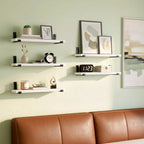 Fairy Floating Shelves, Rustic Wood Wall Storage Shelves Set of 5, 15.7in x 4.7in x 0.6in, White
