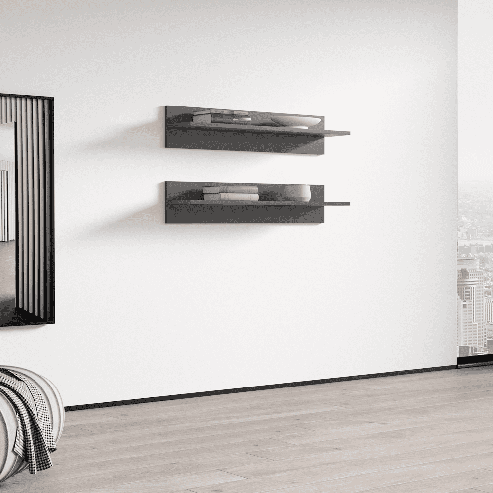 Fly Type-MX Wall Mounted Floating 2 Piece Shelf Set