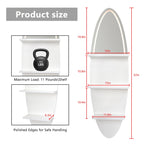 LEFINITO Surfboard Shaped LED Mirrored Floating Wall Storage Shelf, White Wall Shelf with Light for Home Decor