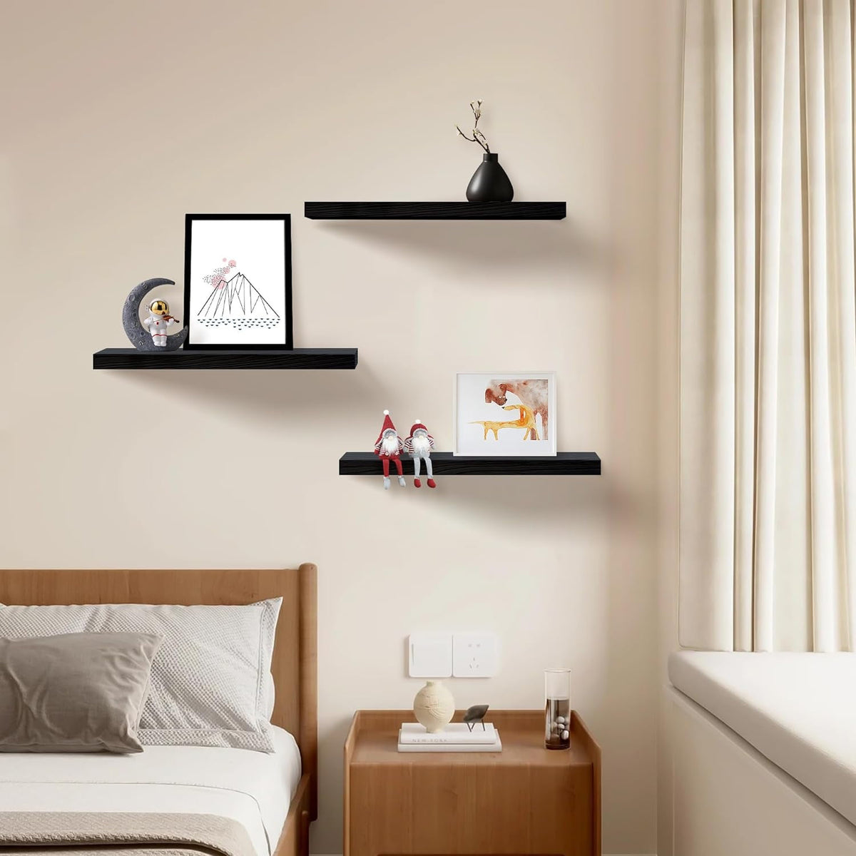 Floating Shelves for Wall Set of 3, 36" White Wall Shelves for Home Decor, Frame Display White Floating Shelf for Living Room, Bedroom, Bathroom, Kitchen