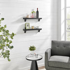 Danya B. Decorative 24" Floating Wall Décor Display Ledge Shelves – (Set of 2) - Black