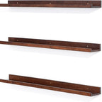 36 Inch Wood Floating Shelves Wall Mounted Deep Walnut Picture Ledge Shelf Nursery Book Shelves for Home Decor for Bedrooms, Office, Living Room, Kitchen, 3 Same Sizes