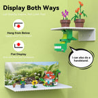 BlissBox 6-pack Floating Shelves, Lego Compatible, Flower Garden Theme, Toy Brick Storage Display, White