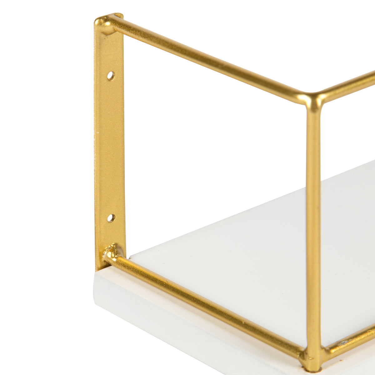 Kate and Laurel Benbrook 24 inch 2-Pack Wood and Metal Floating Wall Shelves, White and Gold