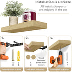 Sorbus 16.25" Maple Wood Rustic Floating Shelves (Set of 2) – Wall Storage for Décor, Frames, Trophies