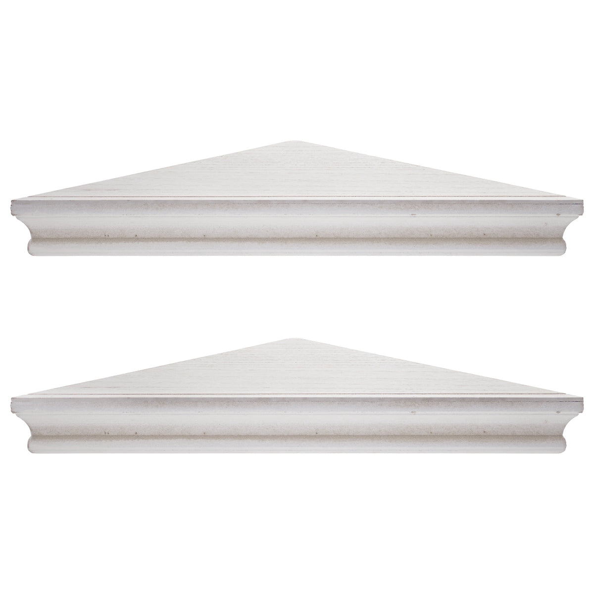 3-Piece Rustic Farmhouse Whitewashed Floating Corner Wall Shelves for Storage and Display - Set of 3, White
