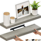 Ballucci 36" Floating Shelves, 2-Pack Wood Wall Shelf Set with Invisible Brackets, 6" Deep, White