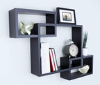 Ballucci Interlocking Floating Shelves, Horizontal or Vertical Display Cube Wall Mount Shelf, Black