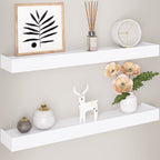 Ballucci Modern 24" Floating Shelves, Set of 2 Wood Wall Mount Shelves, White