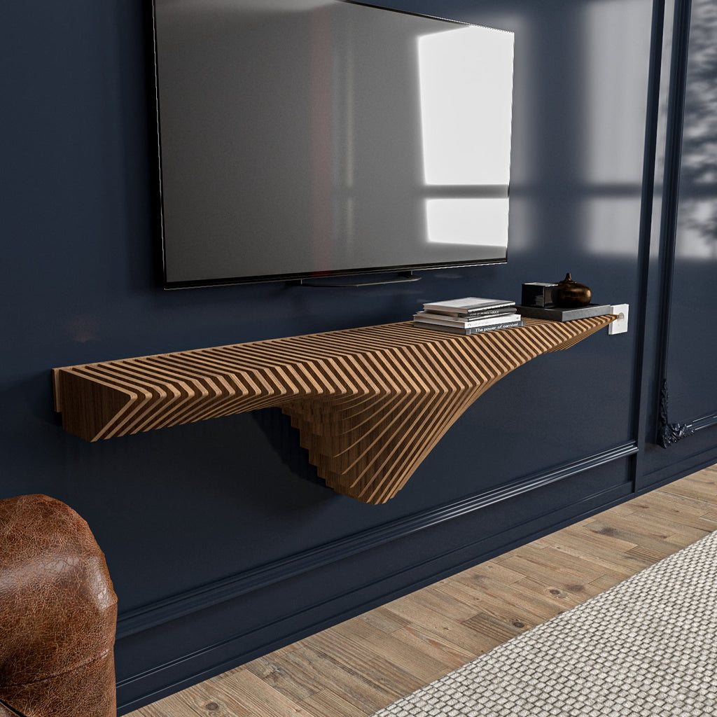 Batamex Parametric 50" Floating Shelf Modern Geometric 3D Wavy Wooden Wall Piece