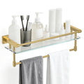 Bathroom Glass Shelf with Full-coverage Railing, Floating Tempered Glass Bathroom Wall Shelf Rectangle 20 Inch Over The Toilet Storage Cabinet, Towels, Gaming Floating Shelves, Bathroom Accessories