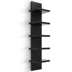 5 Tier Wall Shelf Unit, Black Wall Shelf, Multifunctional Display Floating Shelf, Bedroom and Home Decor Organizer