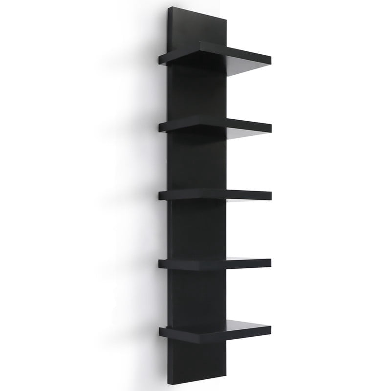 5 Tier Wall Shelf Unit, Black Wall Shelf, Multifunctional Display Floating Shelf, Bedroom and Home Decor Organizer