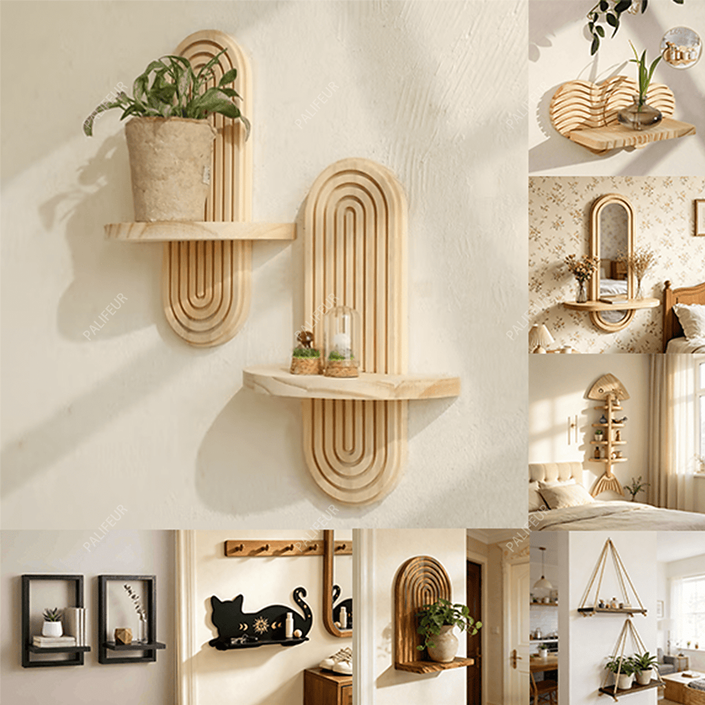 Novelty Wall Shelf Wooden Fish Skeleton Display Rack for Living Room Bedroom Bathroom Beach Coastal Home Decor by PALIFEUR