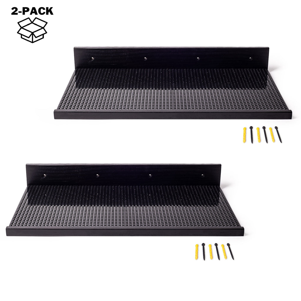 Brickmaster Displays - XL Shelves Floating Shelves for Building Block Display - Compatible as a Lego Display Shelf - Floating Shelves for Wall - Works with Major Building Blocks - Black, 2-Pack