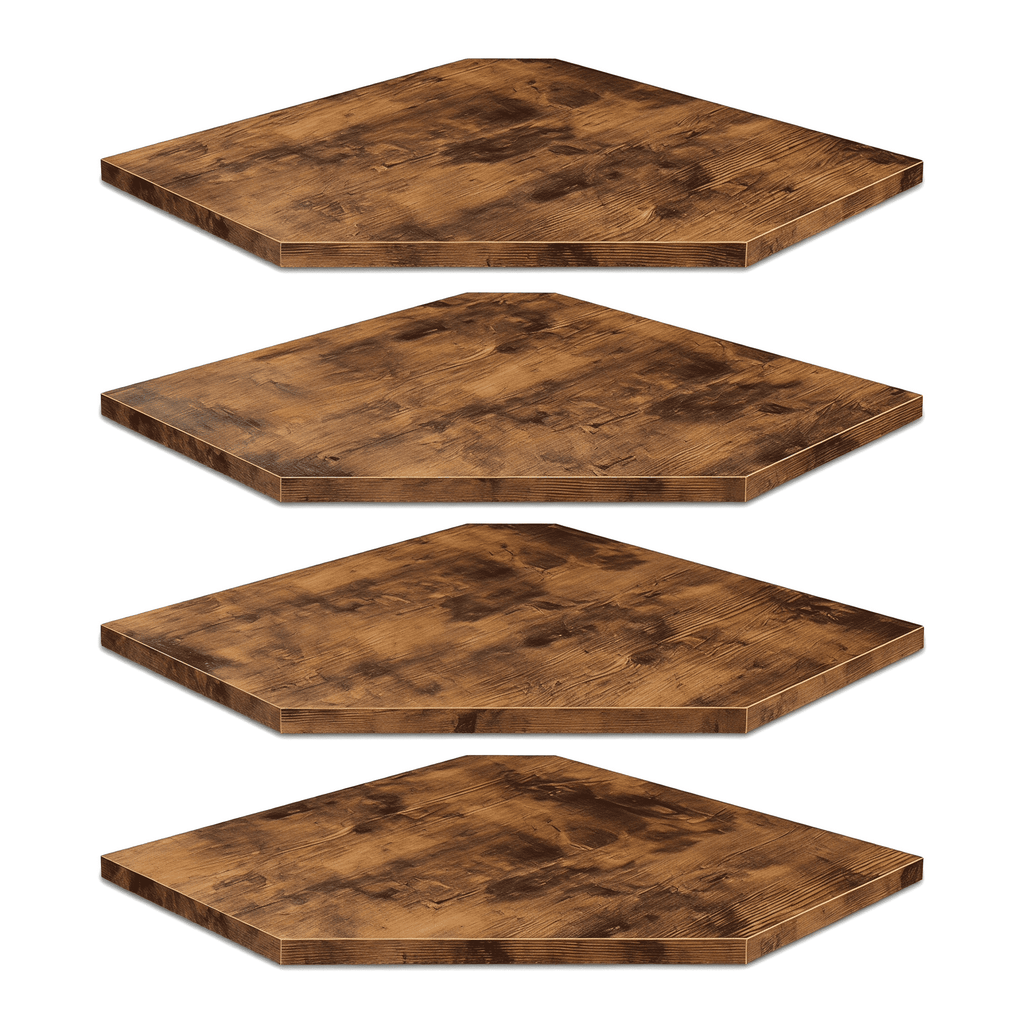 Corner Shelves Wall Mount, Set of 4 Floating Corner Shelves, Wood Corner Hanging Shelves for Bathroom Bedroom Kitchen, Brown