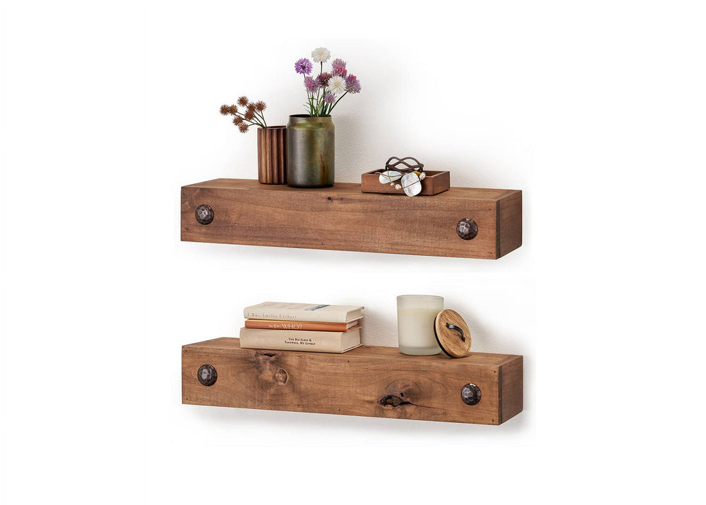 DRAKESTONE Farmhouse Floating Shelf w/ Clavos, 2-Pack - Walnut