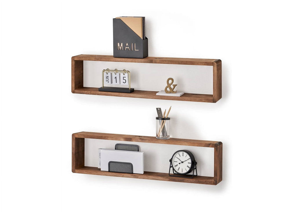 DRAKESTONE Stackable Floating Box Shelf, 2-Pack - Walnut