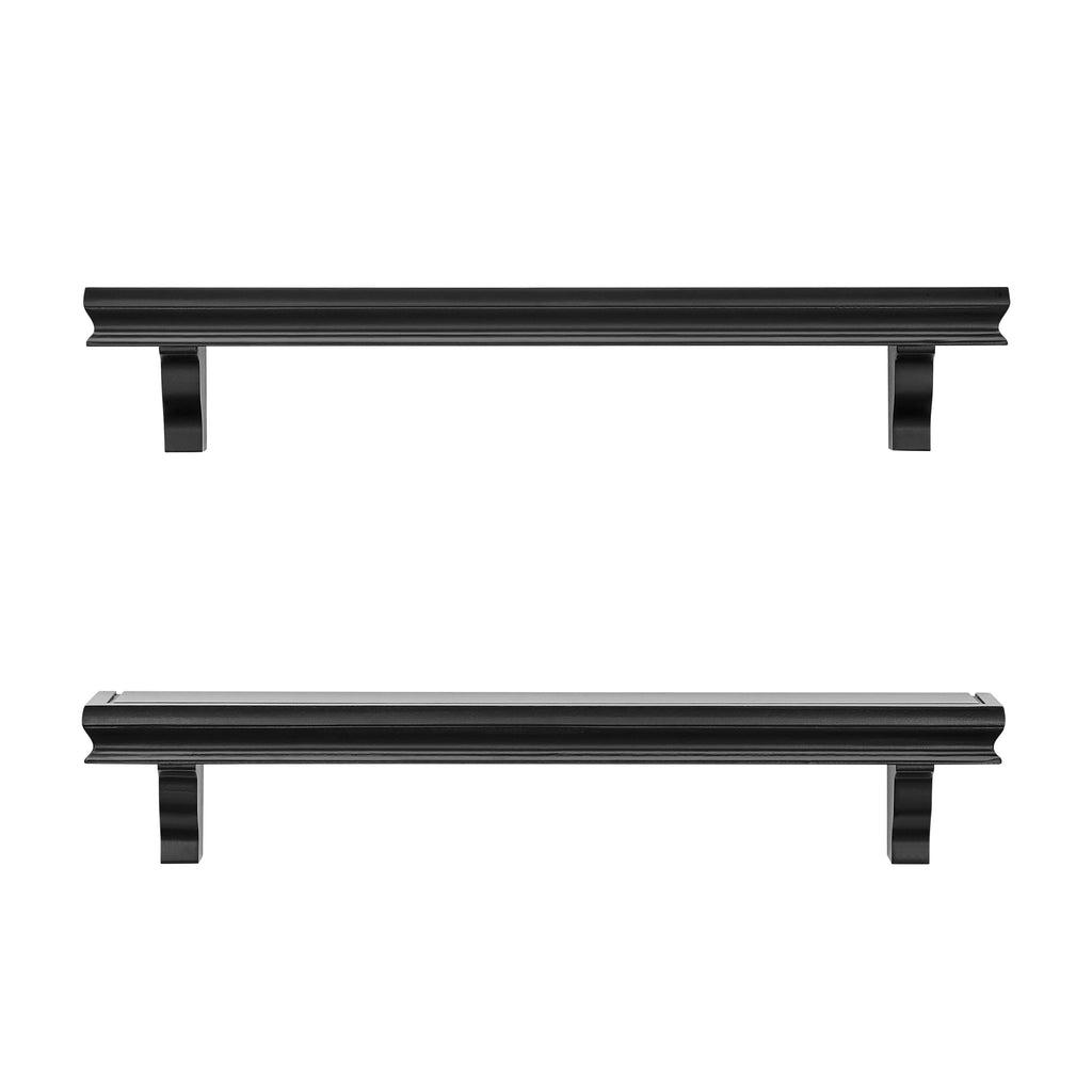 Danya B. Decorative 24" Floating Wall Décor Display Ledge Shelves – (Set of 2) - Black