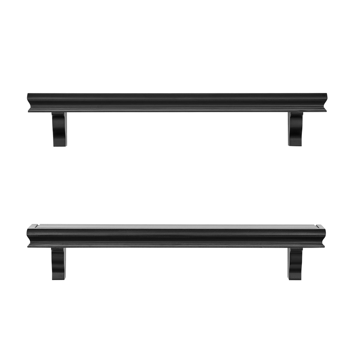 Danya B. Decorative 24" Floating Wall Décor Display Ledge Shelves – (Set of 2) - Black