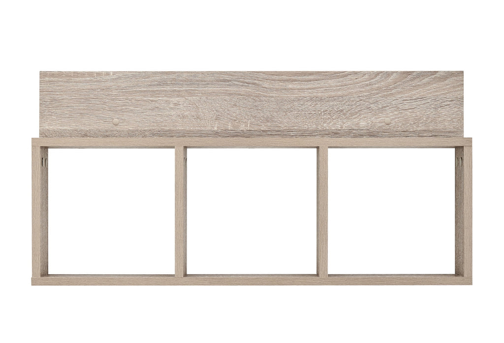 Danya B. Modern 3 Cube Floating Wall Shelf with Display Ledge - Easy to Hang Wall Mounted Triple Cubby Shelf - Oak
