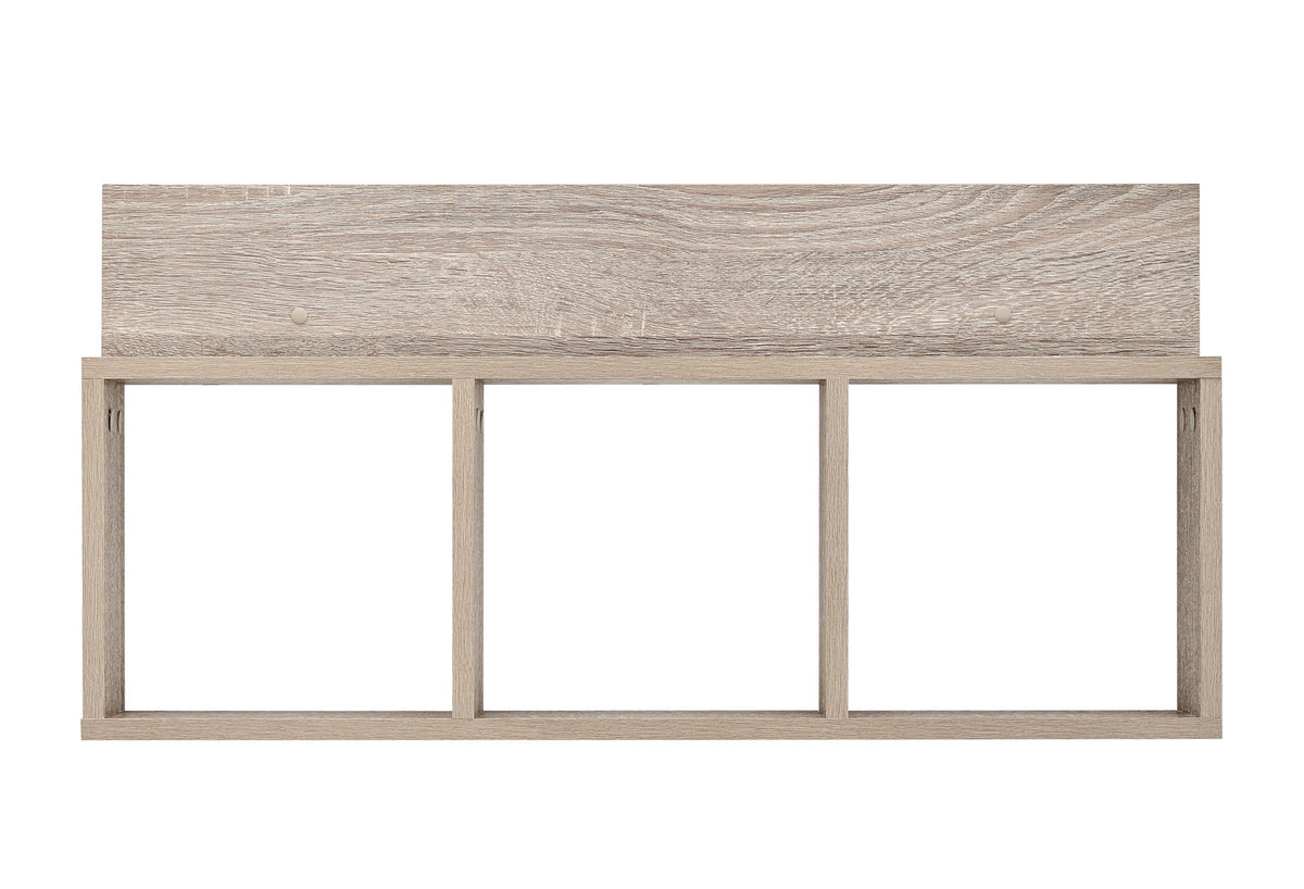 Danya B. Modern 3 Cube Floating Wall Shelf with Display Ledge - Easy to Hang Wall Mounted Triple Cubby Shelf - Oak
