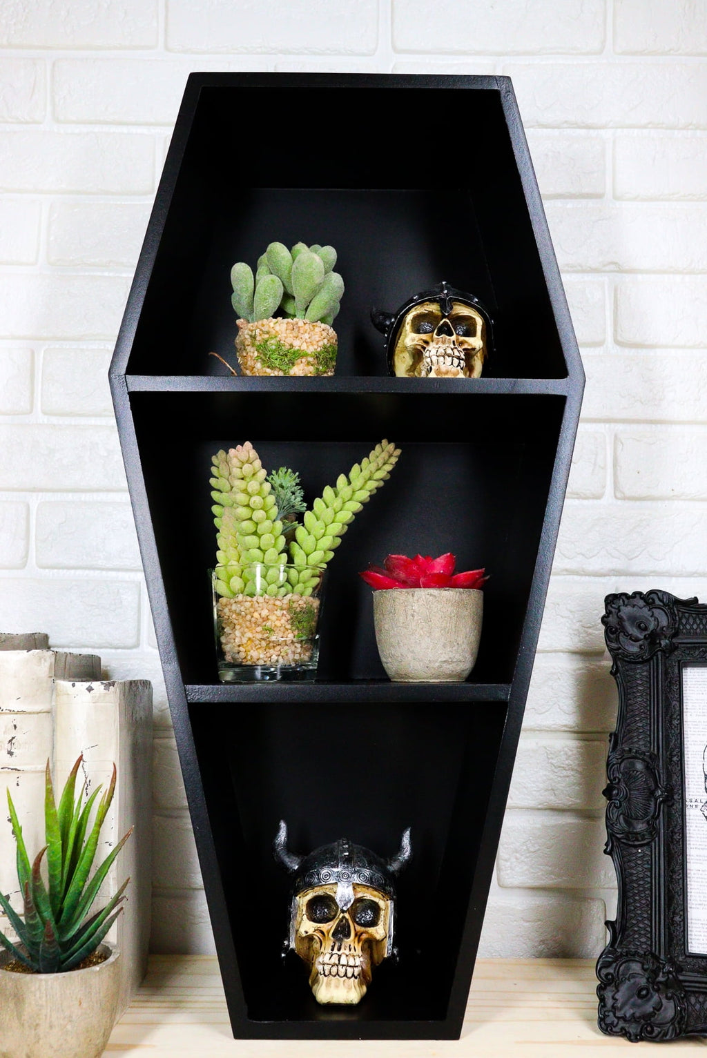 Ebros Gift 4.75” x 19.5” Black Coffin Floating Shelf