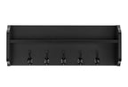 Entryway Floating Utility Wall Shelf with Hooks - Wall Mounted - Black