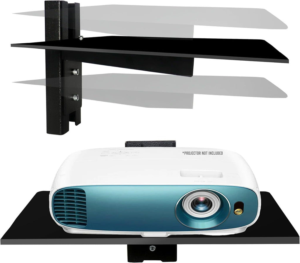 FEBTECH - Floating Shelf for Projector - Wall Entertainment Center Shelves - Floating Shelves for Tv,DVD Players, Games Consoles, Cable Boxes, TV Accessories, Black
