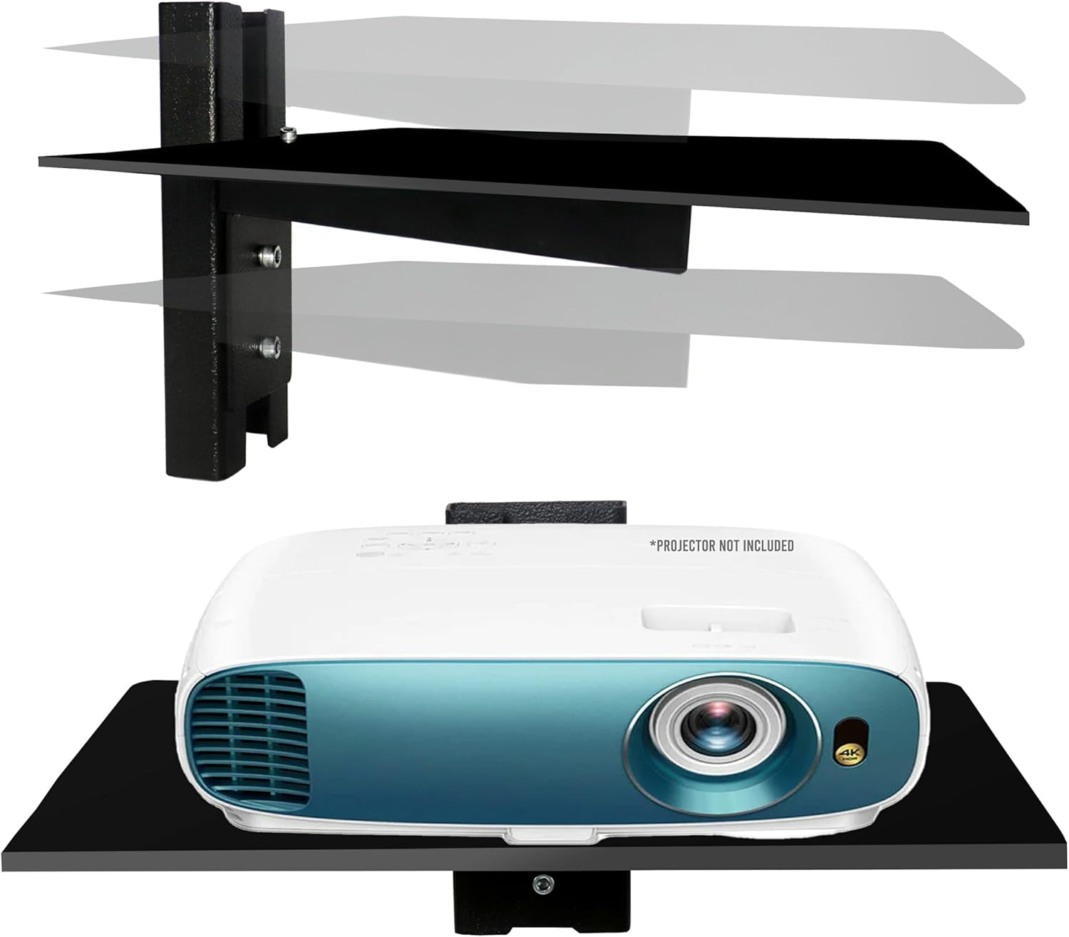 FEBTECH - Floating Shelf for Projector - Wall Entertainment Center Shelves - Floating Shelves for Tv,DVD Players, Games Consoles, Cable Boxes, TV Accessories, Black