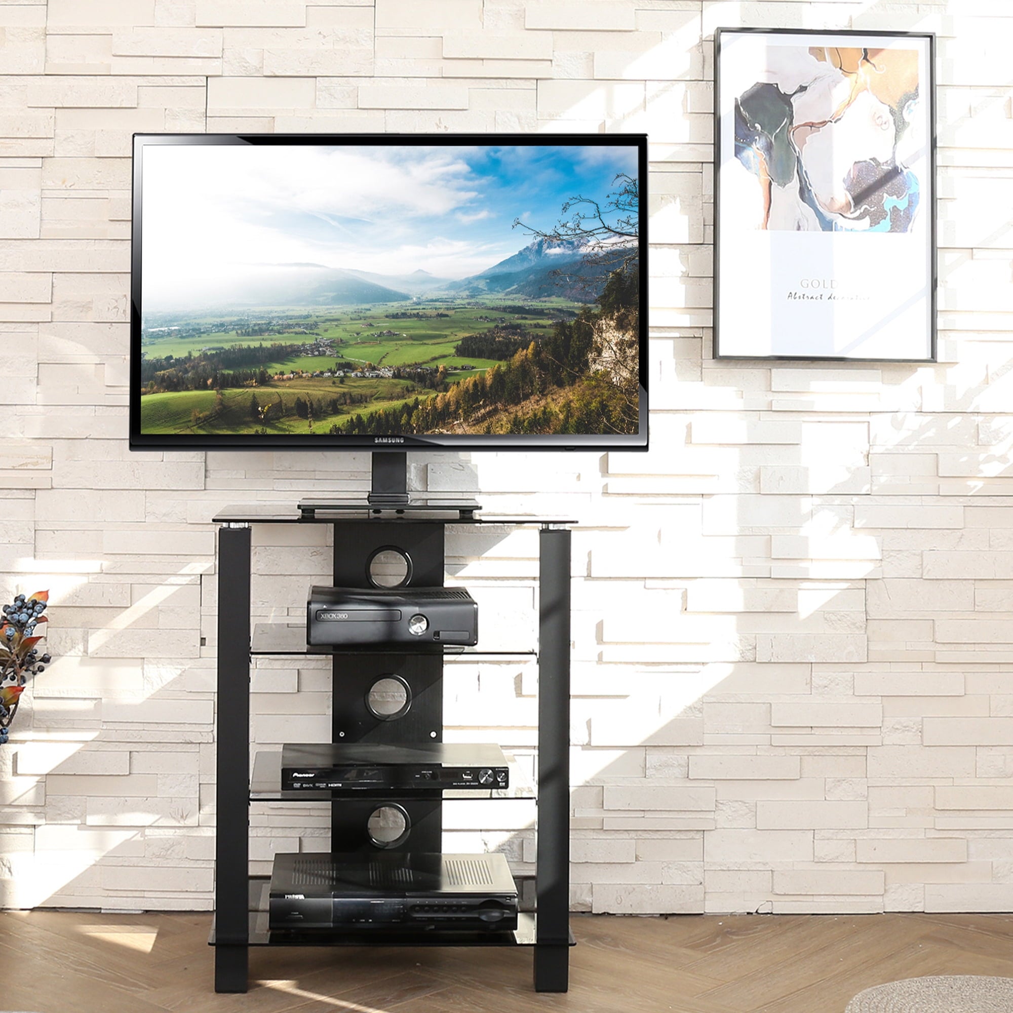 FITUEYES Metal Floating Shelves, 23.6" x 17.9", Black