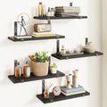 Fairy Floating Shelves, Rustic Wood Wall Storage Shelves Set of 5, 15.7in x 4.7in x 0.6in, White
