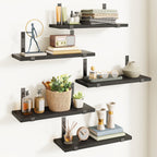 Fairy Floating Shelves, Rustic Wood Wall Storage Shelves Set of 5, 15.7in x 4.7in x 0.6in, White