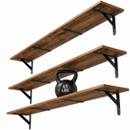 Farmhouse 48″W x 8″D Brown Floating Shelves Set of 3,Wood Book Shelves for Decor