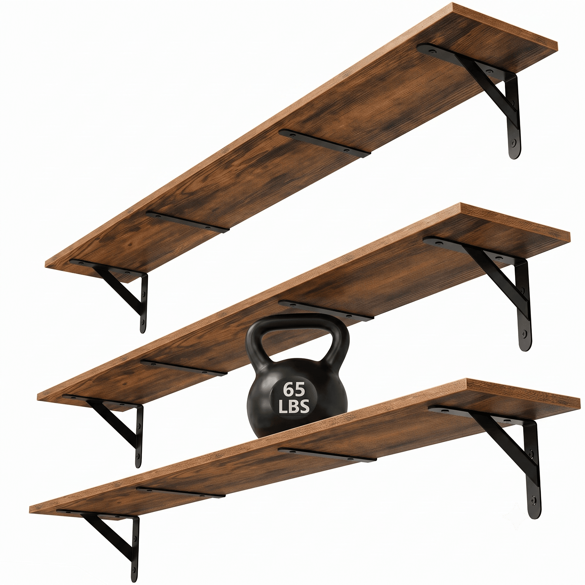 Farmhouse 48″W x 8″D Brown Floating Shelves Set of 3,Wood Book Shelves for Decor