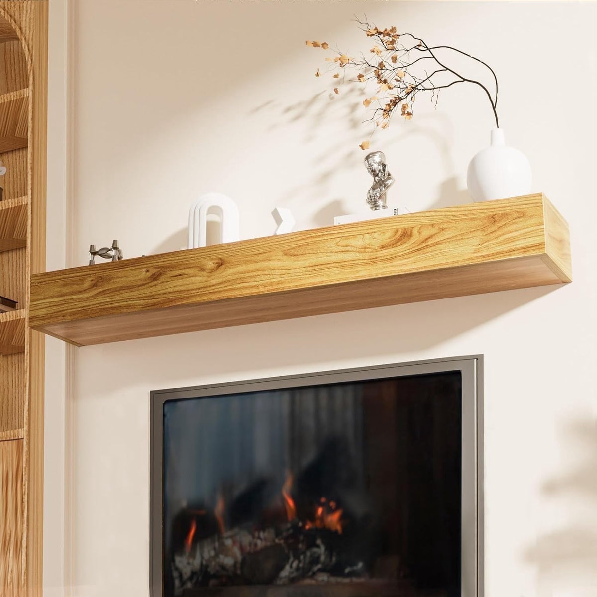 Woodty Eco 60 in x 5 in Pine Natural Farmhouse Fireplace Mantel
