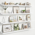 Floating Picture Ledge Shelves for Wall Set of 4, 56 Inch Solid Wood Wall Shelves with Lip Long Large Nursery Book Shelf for Toys Storage Kids Bookshelf Wall Mounted Living Room Bedroom Decor Frames