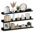 Floating Wall Shelves Set of 3, 36 inch Mounted Picture Ledge Shelf with Lip for Bathroom, Living Room, Kitchen, Black