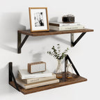 Floating Shelves for Wall, 16W x 8D Wood Floating Shelves Set of 2, 8'' Deep Rustic Wall Shelves for Bookshelf Living Room Bedroom Home Office Bathroom