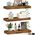 Floating Shelves for Wall, 16" TABGIME Wood Hanging Shelves, Holds 16.8lbs, Space-Saving for Bathroom Bedroom Kitchen(Brown, Set of 3)