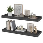 Floating Shelves for Wall 17 inch Natural Wood Shelves for Home Decor, Set of 2