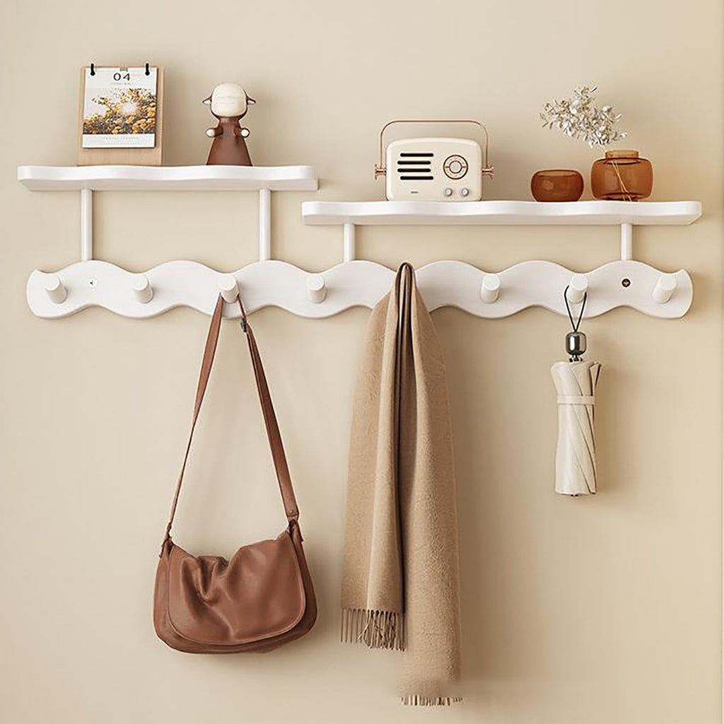 Floating Shelves with Hooks,Coat Rack Shelf Wall Mounted,Wood Coat Rack,for Bedroom, Living Room, Bathroom, Kitchen, Picture Ledge,with 8 Hooks