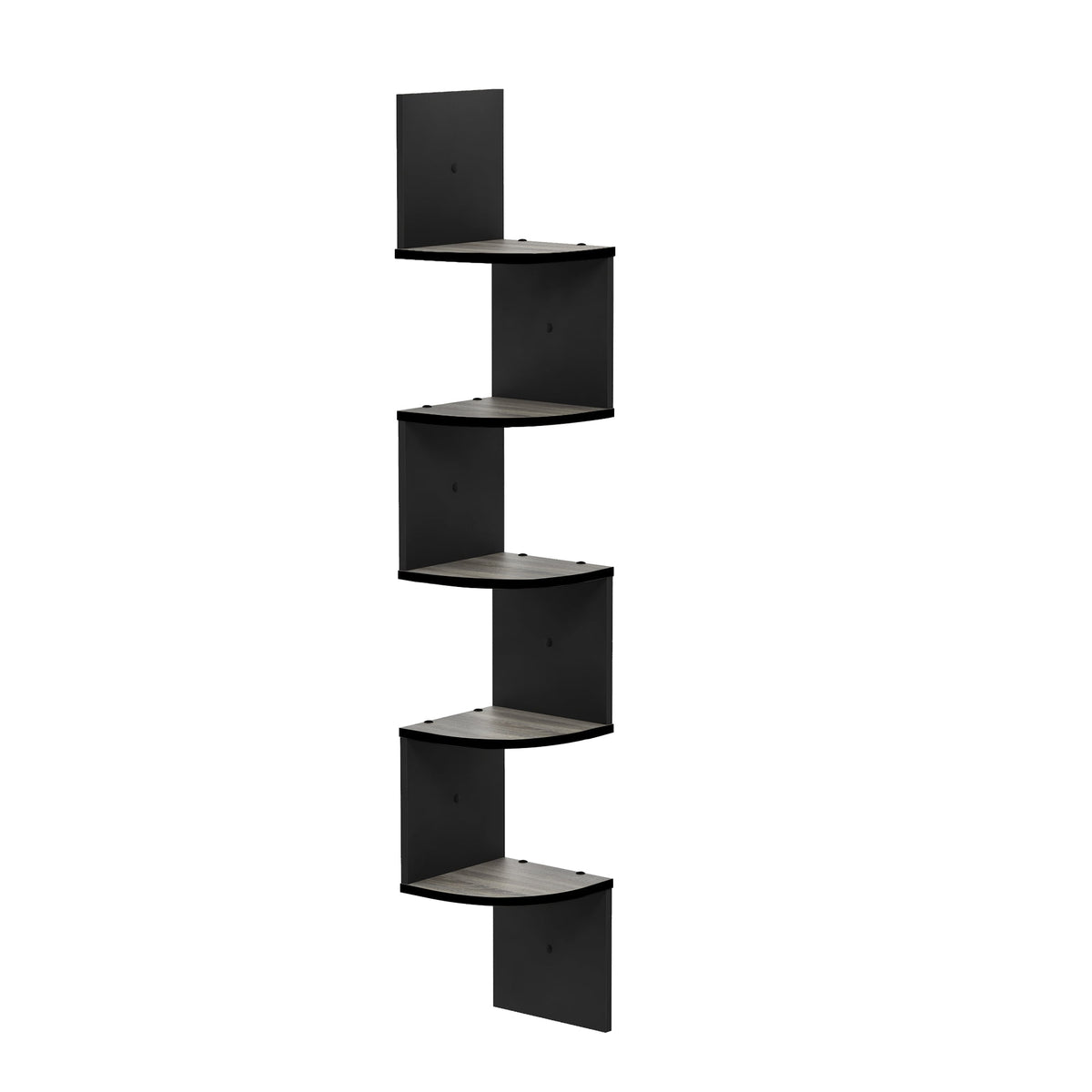 Furinno FR16122EX 5 Tier Wall Mount Floating Radial Corner Shelf, Espresso