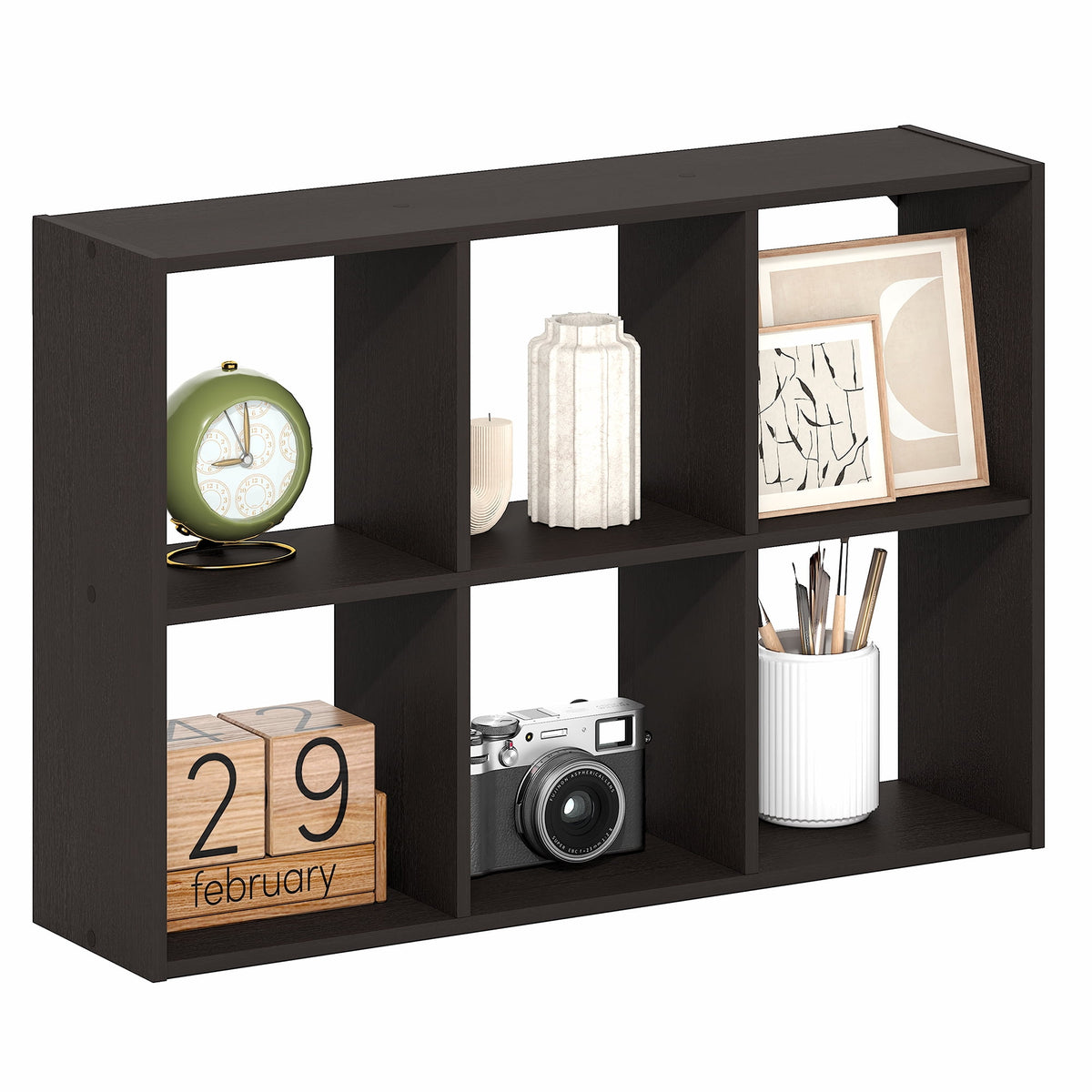 Furinno ROSSI 6-Cube Floating Shelves Wall Mount Bookshelf for Study Room White
