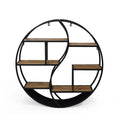 GDF Studio Circular Iron Floating Shelf, 6.50" x 34", Black